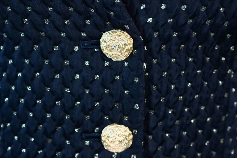 YVES SAINT LAURENT Black and Gold Metallic Jacket Size 10