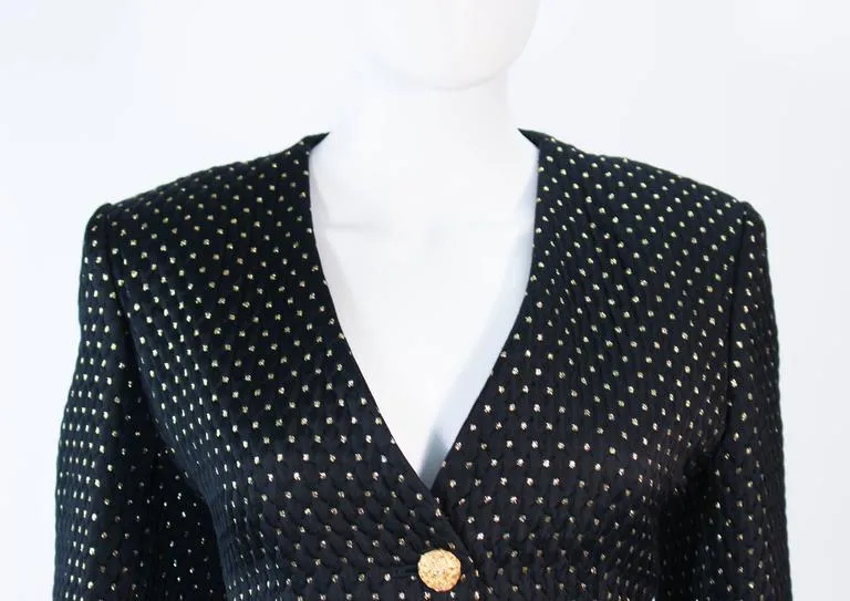 YVES SAINT LAURENT Black and Gold Metallic Jacket Size 10