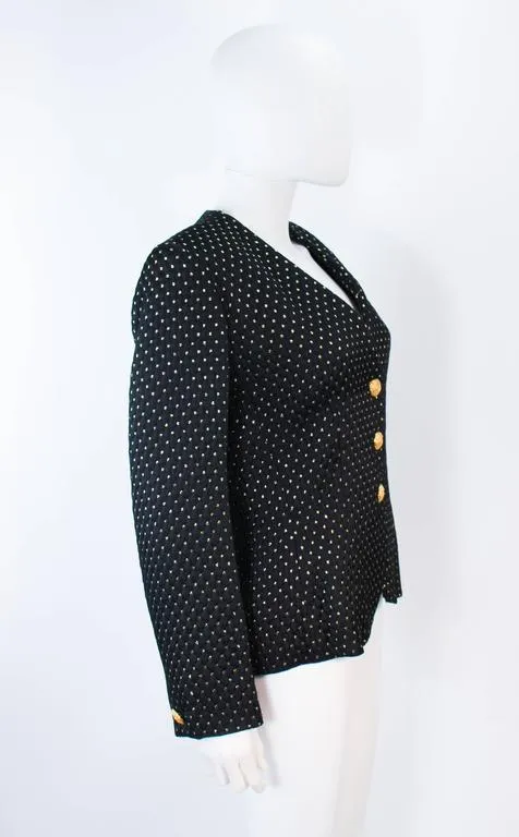 YVES SAINT LAURENT Black and Gold Metallic Jacket Size 10