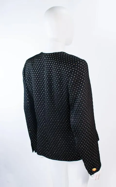 YVES SAINT LAURENT Black and Gold Metallic Jacket Size 10